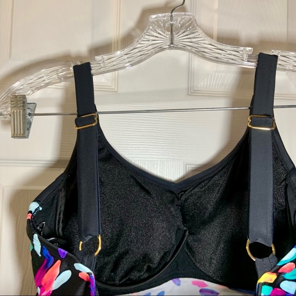 🦋 Maxine of Hollywood 12 D Sparkler Tankini Swim Top Large Nice! Adjustable - Picture 5 of 9